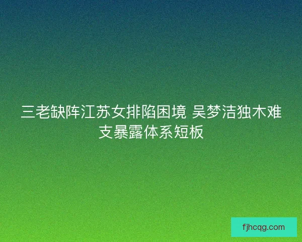 三老缺阵江苏女排陷困境 吴梦洁独木难支暴露体系短板