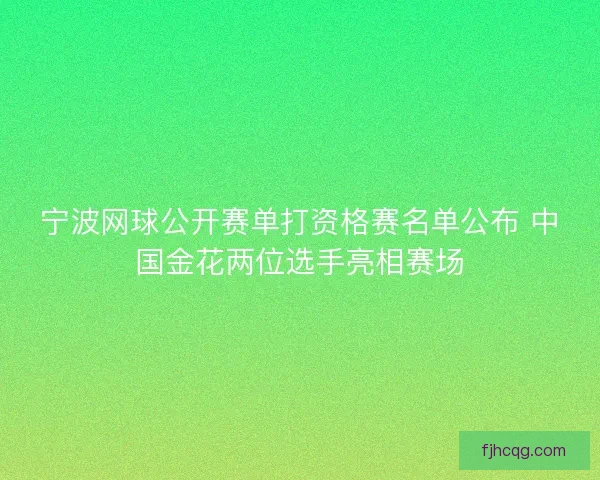 宁波网球公开赛单打资格赛名单公布 中国金花两位选手亮相赛场