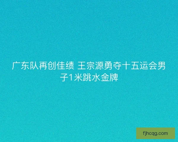 广东队再创佳绩 王宗源勇夺十五运会男子1米跳水金牌